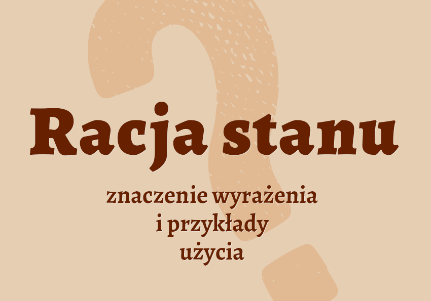 Racja stanu - definicja. Co to jest? Znaczenie, przykłady. Polska, państwo. Słownik Polszczyzna.pl