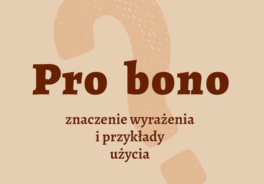 Pro bono co to jest co znaczy wyjaśnienie definicja przykłady słownik Polszczyzna.pl